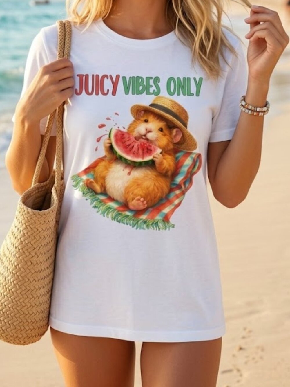 Juicy Vibes Only Shirt, Cute Hamster T-Shirt, Summer Aesthetic Tee, Funny Vacati